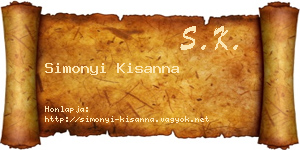Simonyi Kisanna névjegykártya